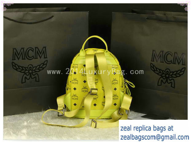 High Quality Replica MCM Stark Backpack Medium in Calf Leather 8003 Lemon